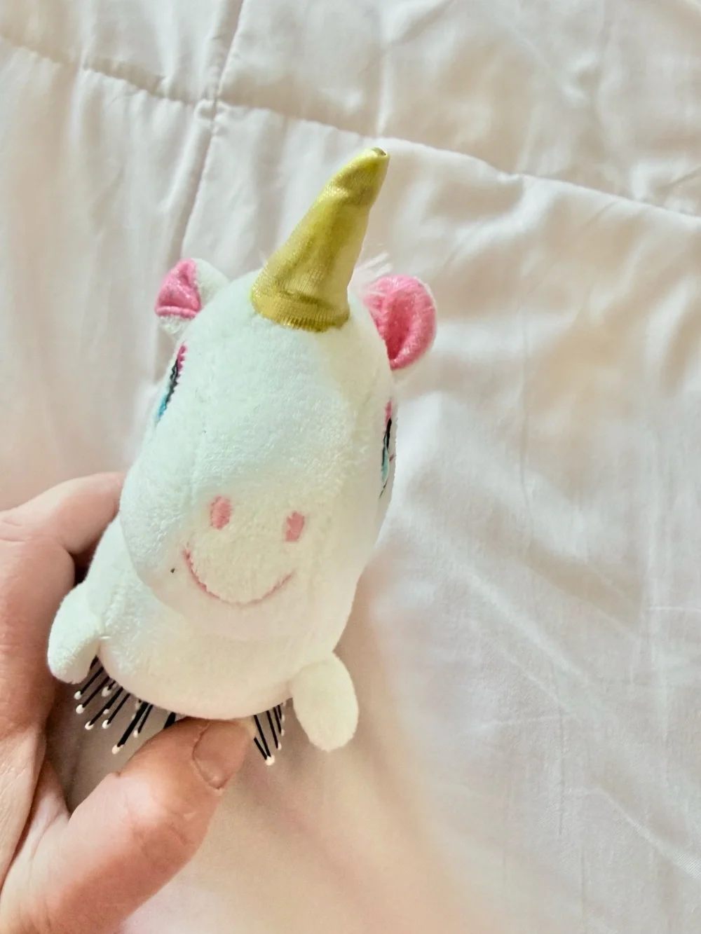 🦄 Cute Plush White Unicorn Small Bristle Hair Brush 🦄
